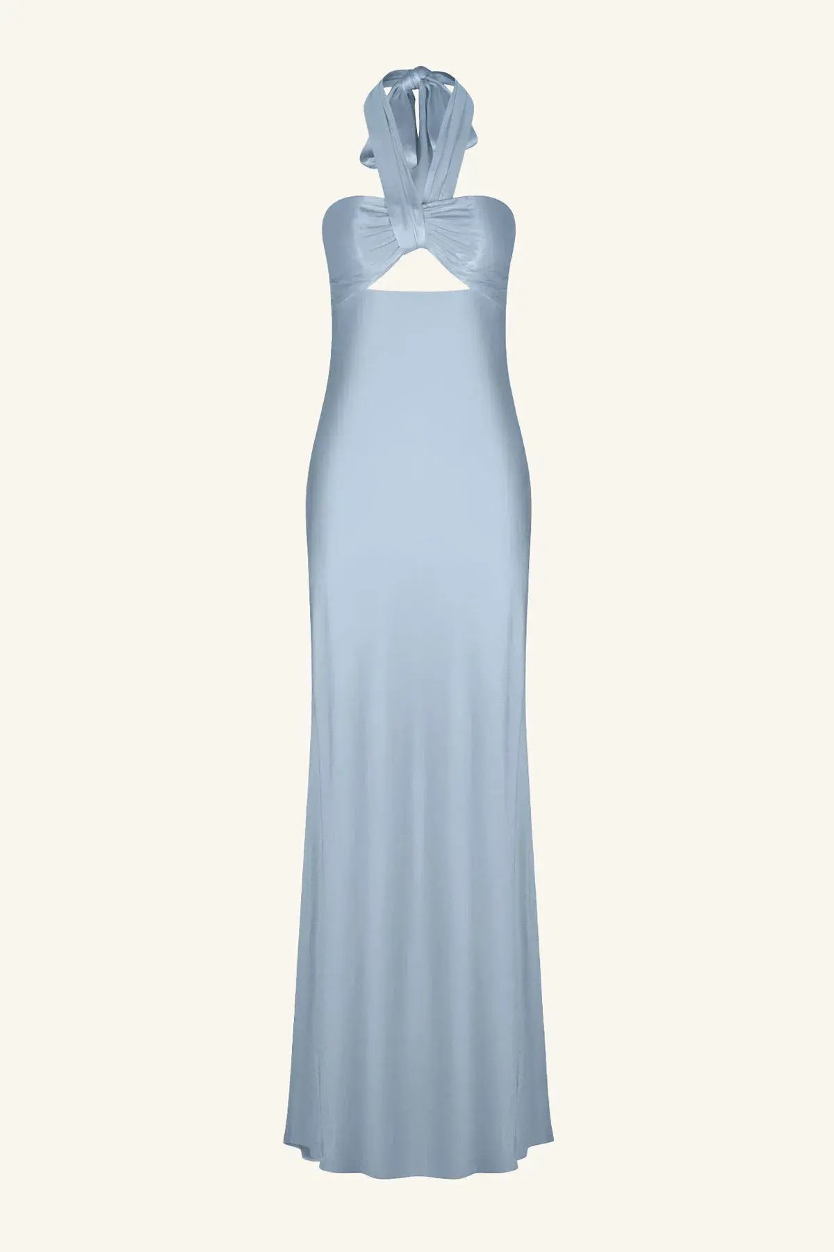 Shona Joy La Lune Ruched Halter Maxi Dress Powder Blue Size AU 8 photo 4
