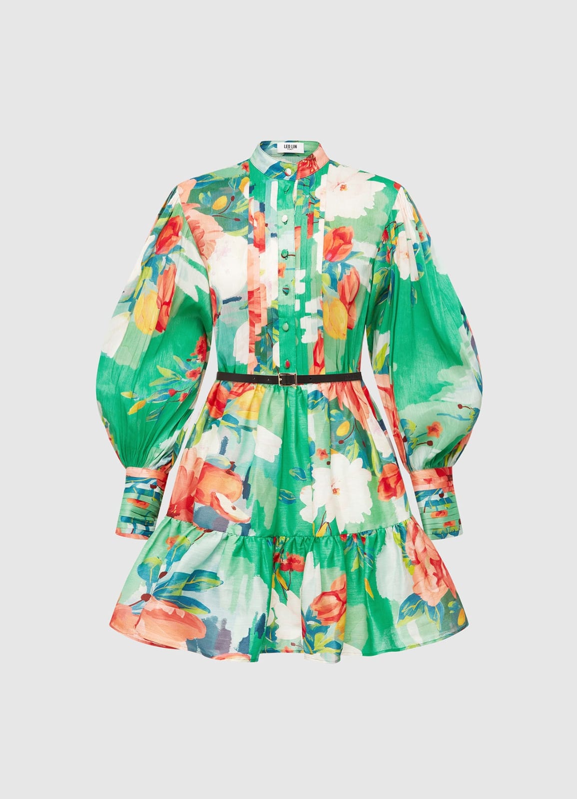 Leo & Lin Florescence Silk Linen Mini Dress photo 3