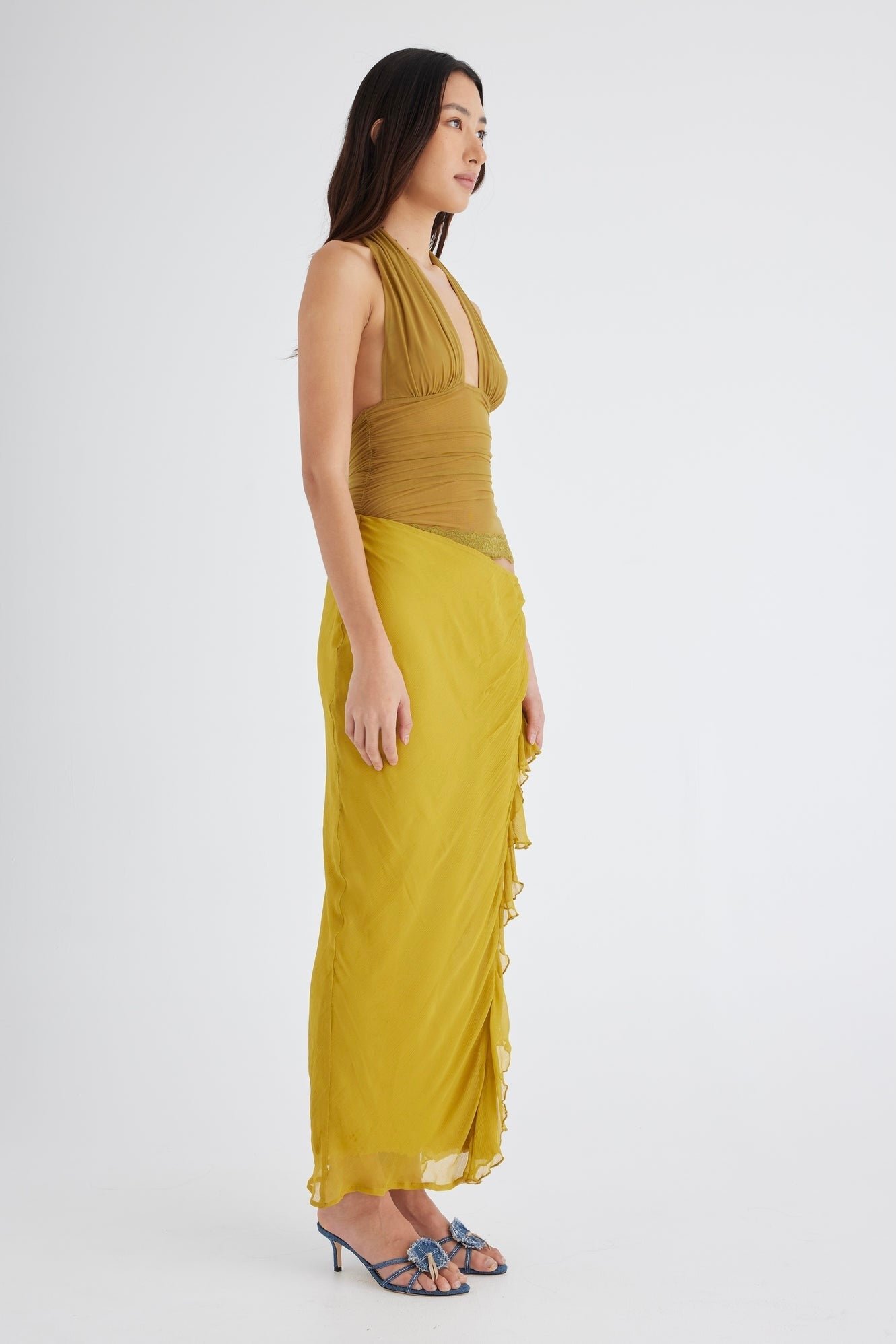 BENNI PENELOPE HALTER MAXI DRESS - WASABI photo 2