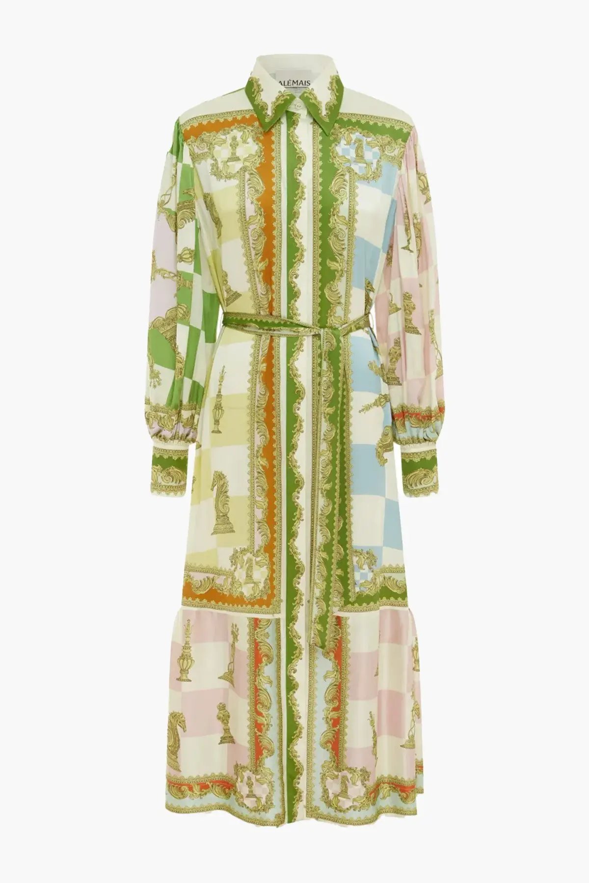 Alemais Checkmate Silk Midi Shirtdress Multi Size 14 photo 6