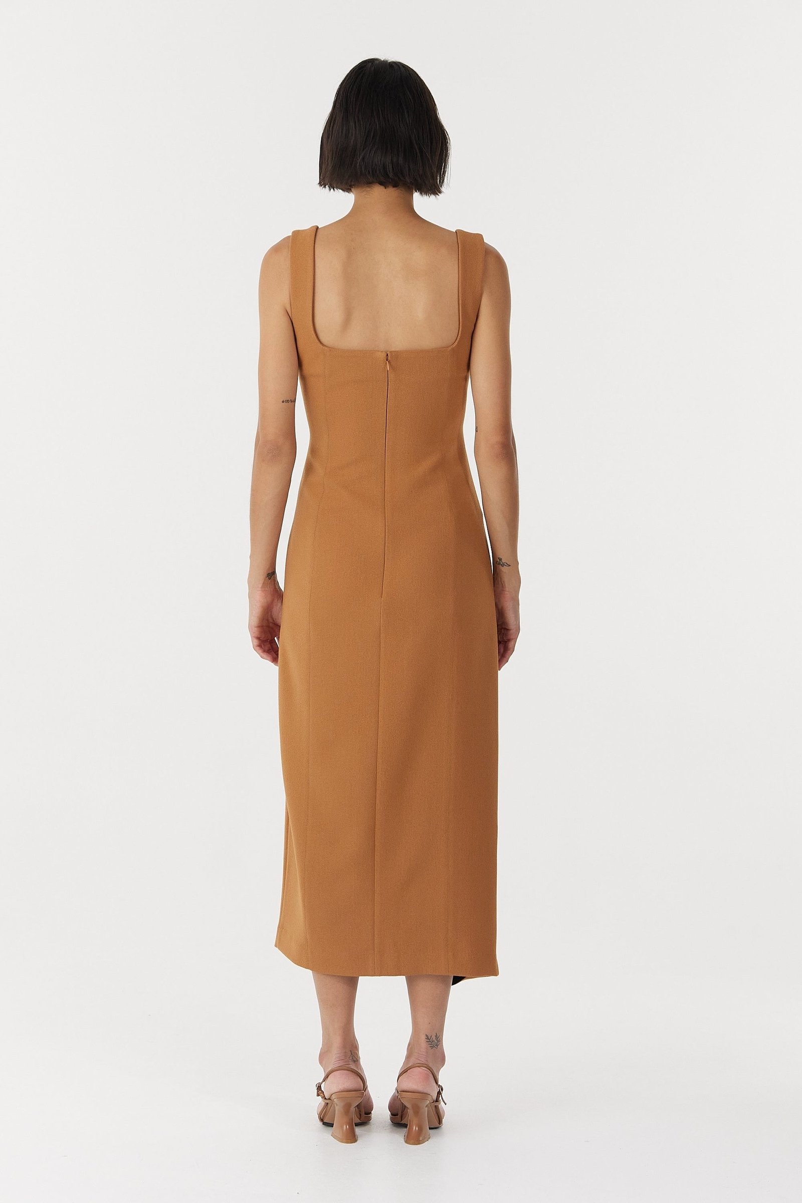 THIRD FORM ENIGMA TUCK DRESS - CAMEL photo 5