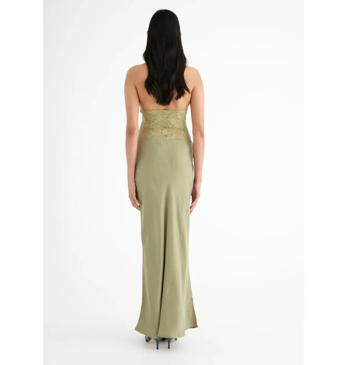 Benni Miko Lace Halter Midi Dress Pear Size AU 8 photo 3