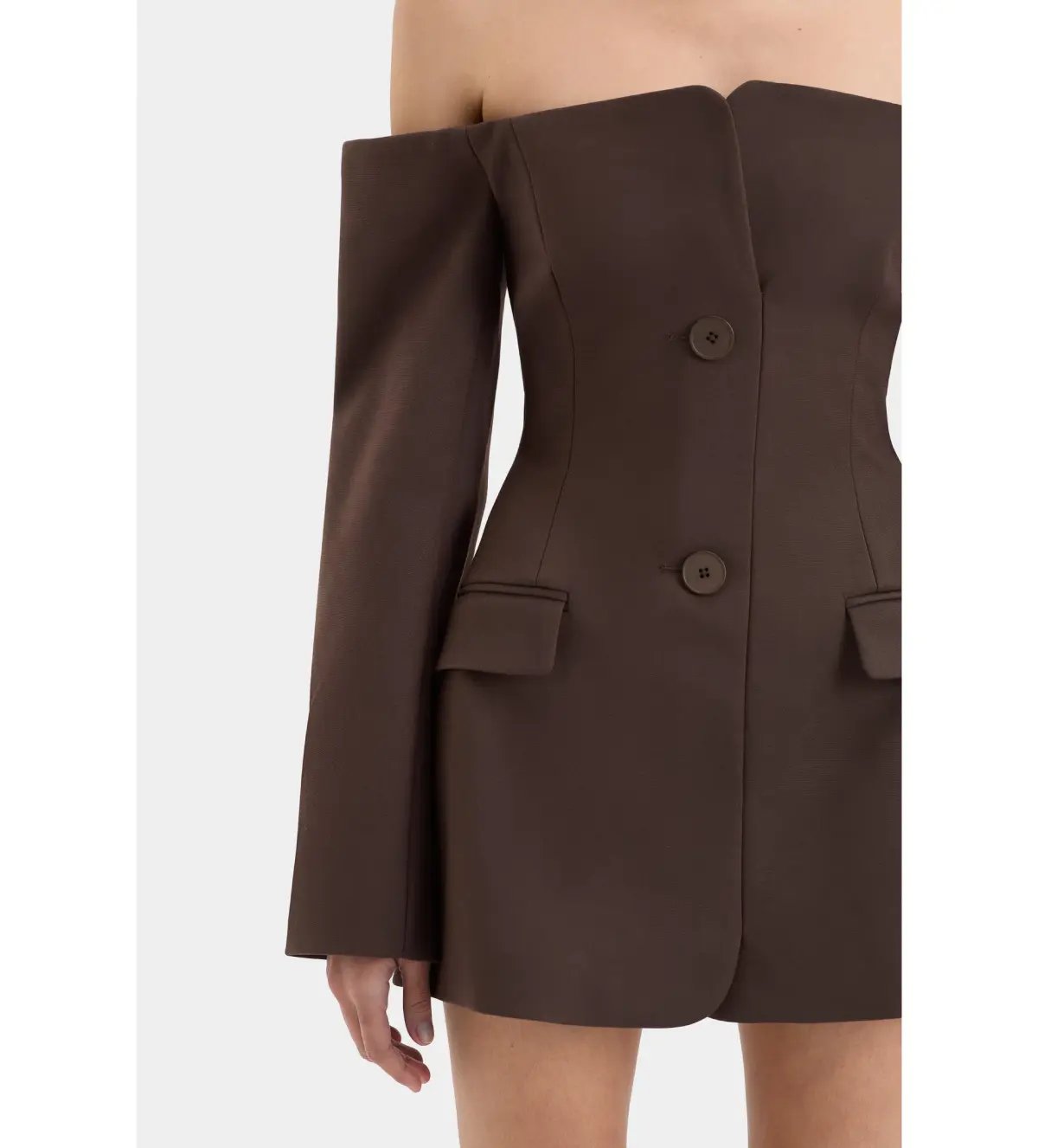 Sir the Label Sandrine Tailored Mini Dress Chocolate Size 1 AU 8 photo 6