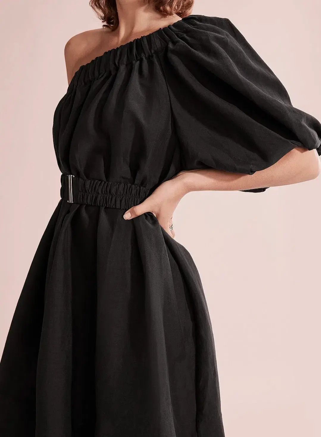 Country Road One Shoulder Mini Dress Black Size 6 photo 2