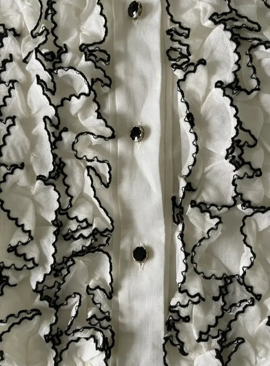 Zimmermann Long Sleeve Tuxedo Ruffle Blouse White Size 1 / AU 10 photo 3