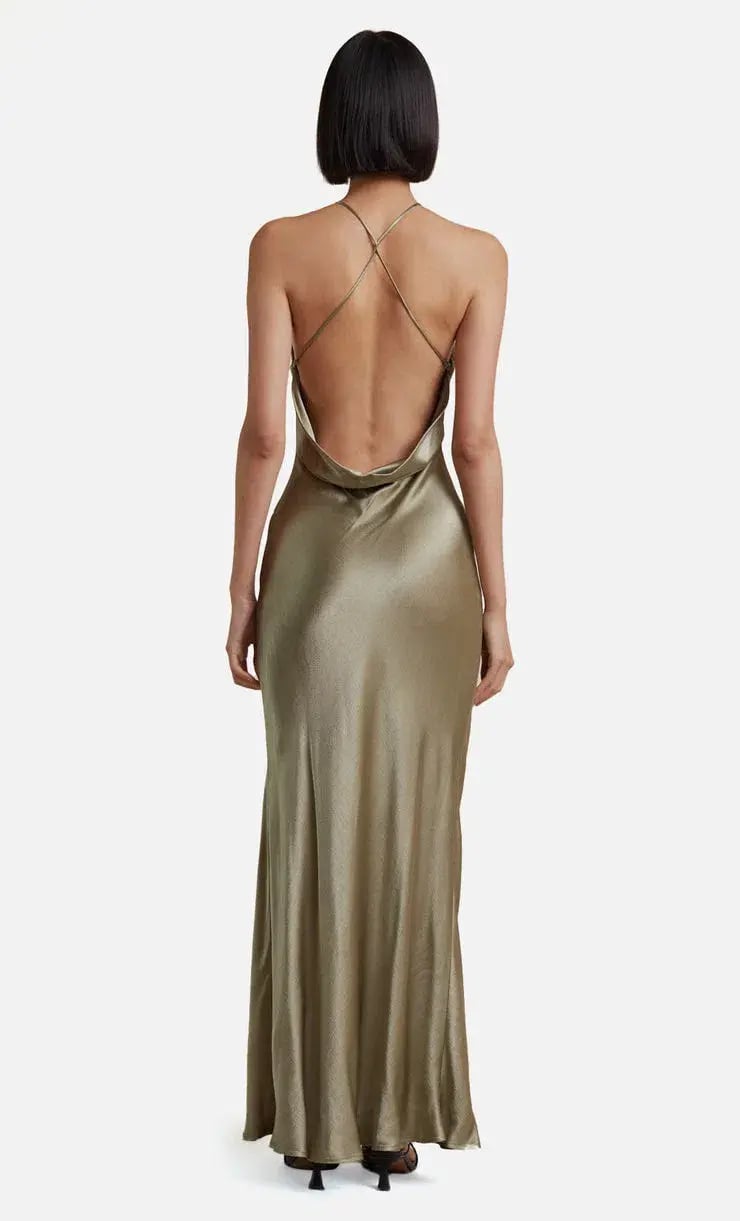 Bec & Bridge Loren Halter Midi Dress Sage Size 6 photo 3