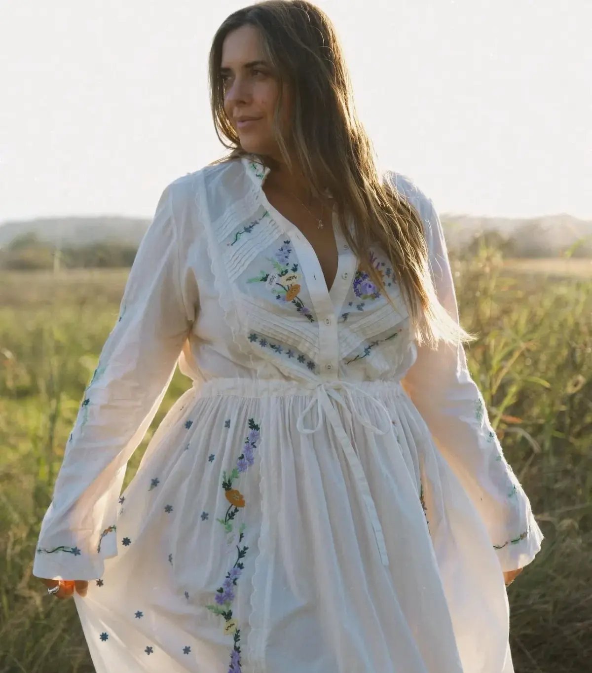 Alemais Willa Embroidered Midi Shirt Dress White Floral Size 16 photo 5