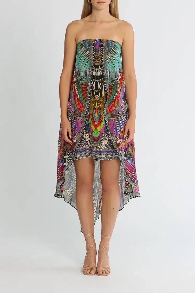 Camilla Strapless Overlayer Dress in Guardians Of The Sun Size 8 photo 3