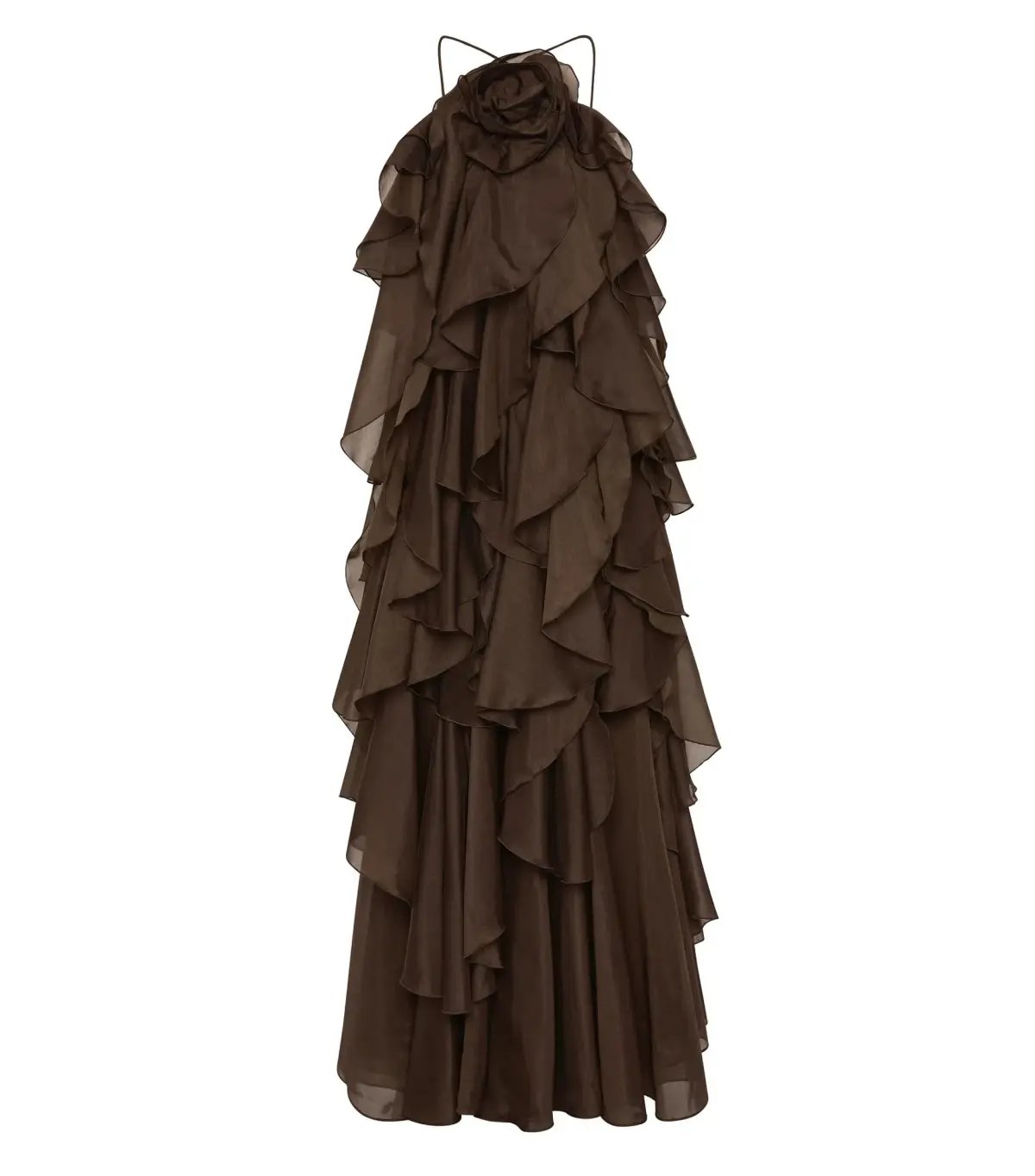 Aje Pandorea Layered Maxi Dress in Chocolate Size AU 8 photo 3