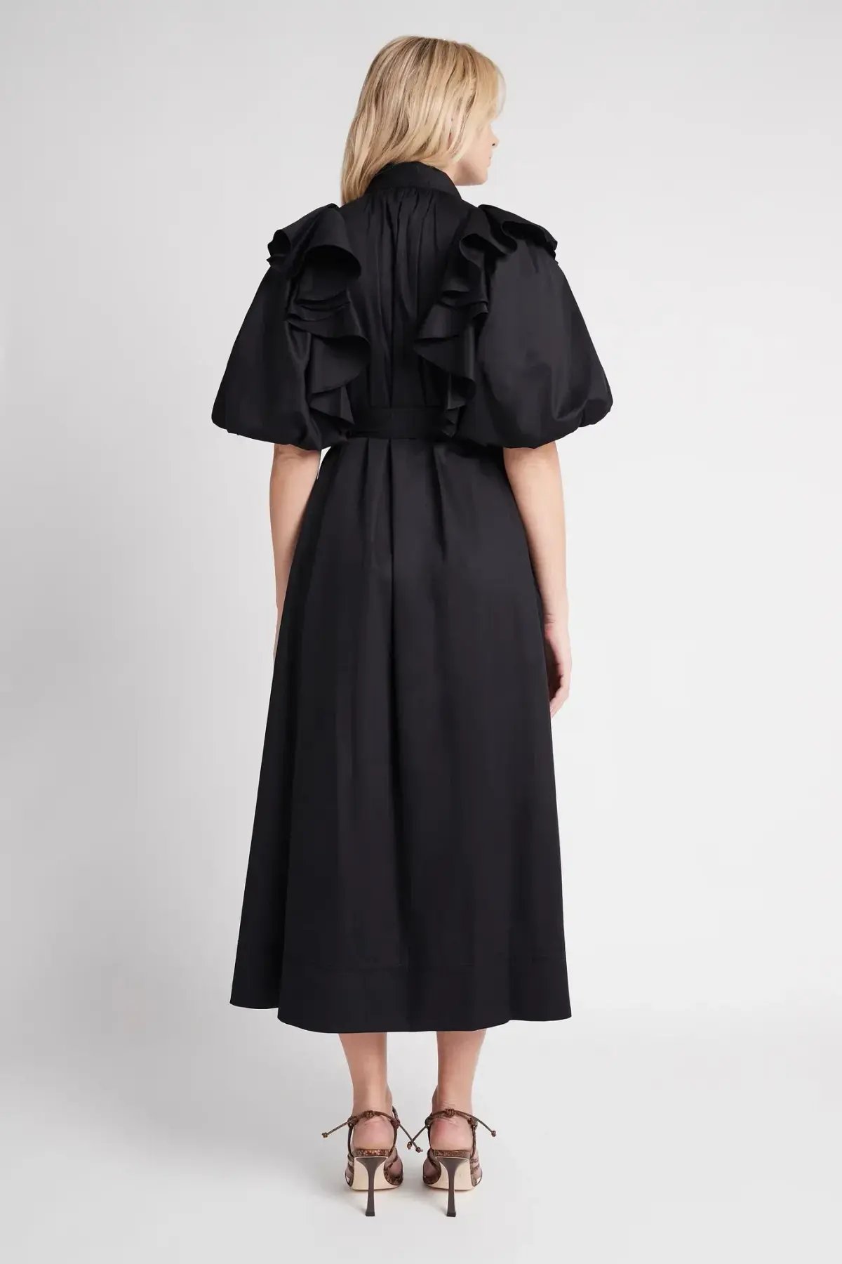 Aje Poised Frill Sleeve Midi Dress Black Size 10 photo 3