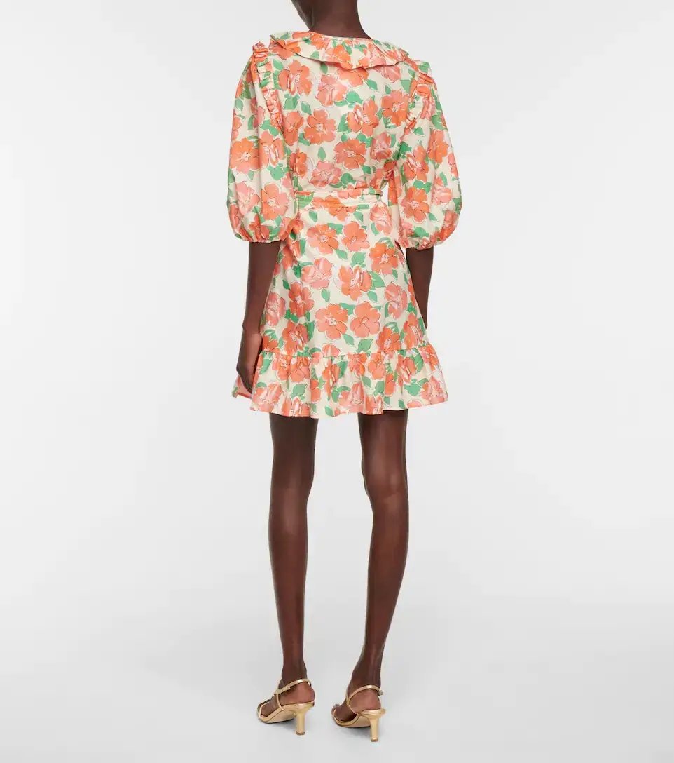 Rixo London Lennon Floral Print Wrap Dress Orange Size 10 photo 3