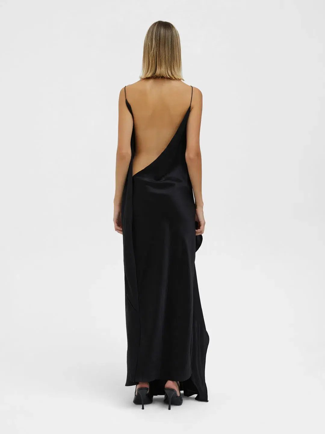 Christopher Esber Cusco Silk Drape Cami Maxi Dress in Black Size 8 photo 2