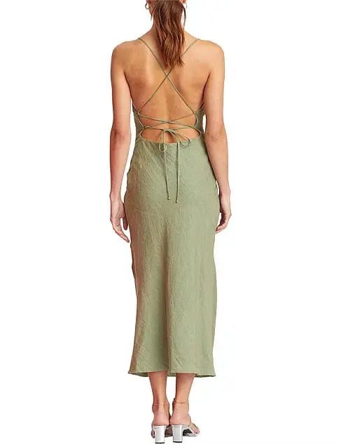 Bec & Bridge The Dreamer Linen Dress Green Size 6 photo 3