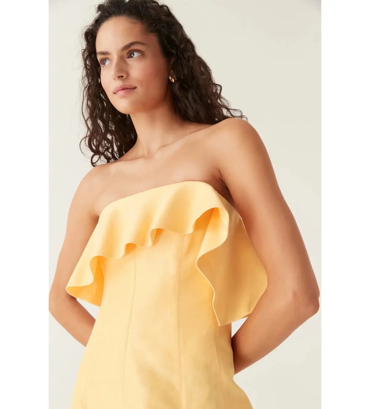 Aje Shallows Strapless Gown Marigold Yellow Size AU 10 photo 3