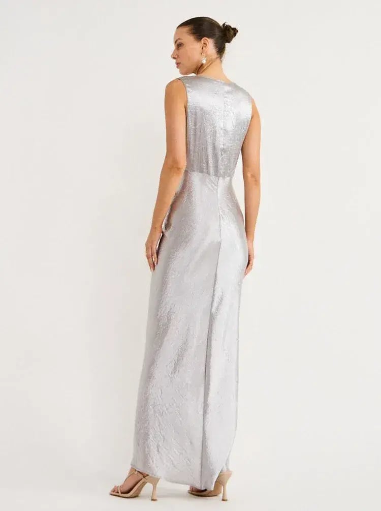 One Fell Swoop Gaia Dress Maxi Silver Size AU 10 photo 4