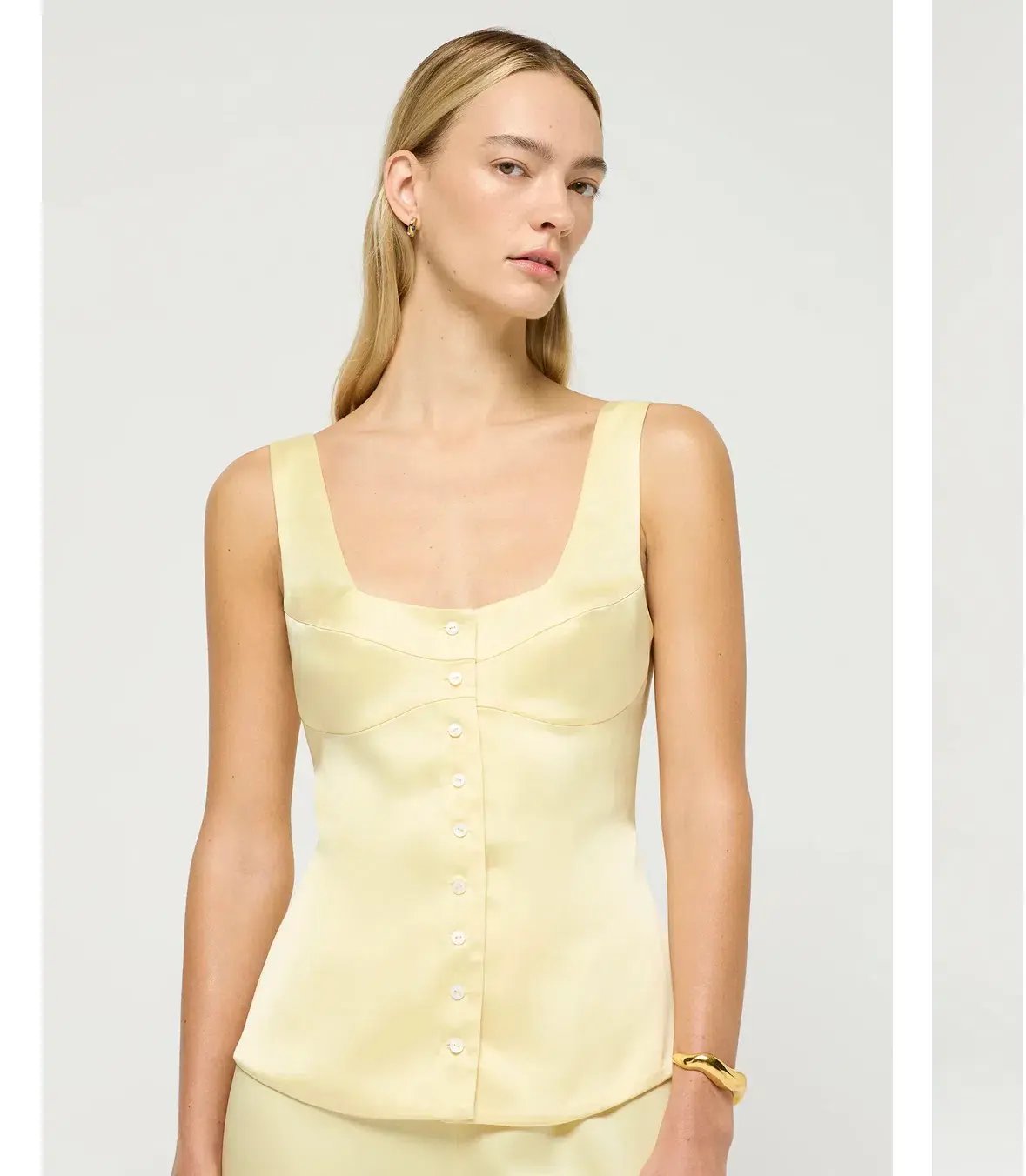 Maison Essentiele Button Down Vest and Straight Leg Pant Set Pale Yellow XS/Au 6 photo 2