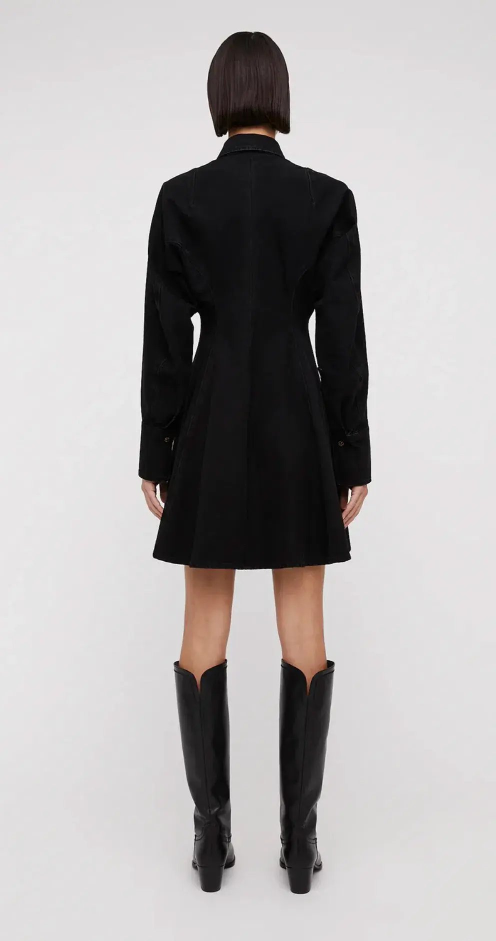 Scanlan Theodore Denim Cocoon Sleeve Mini Dress Black Size 6 photo 3