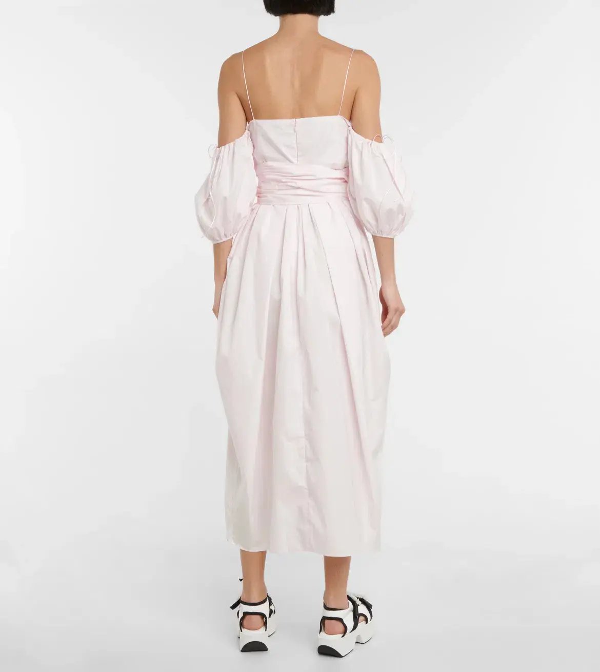 Cecilie Bahnsen Joel Cotton Poplin Midi Dress Pink Size 8 photo 2