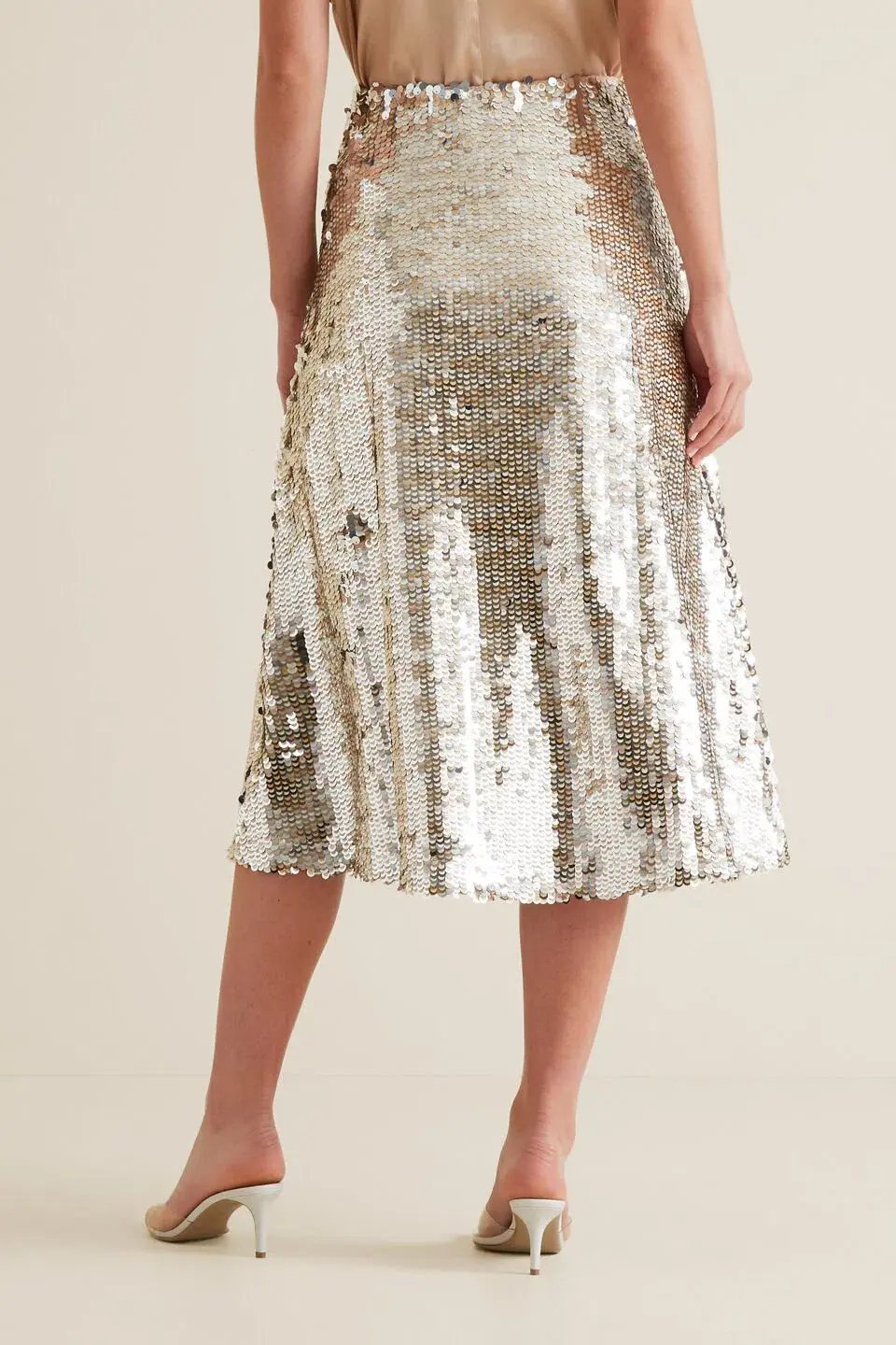 Seed Heritage Sequin Midi Skirt Silver Size XS / AU 6 photo 3