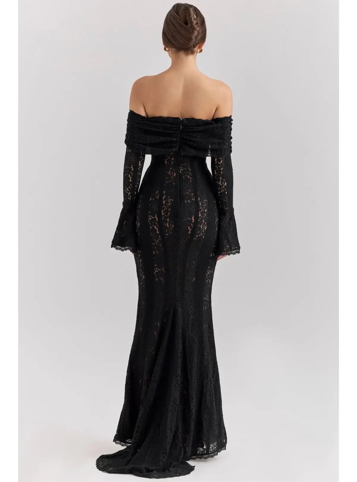 House of CB Belle Off Shoulder Floral Lace Maxi Dress Black Size XS / AU 6 photo 2