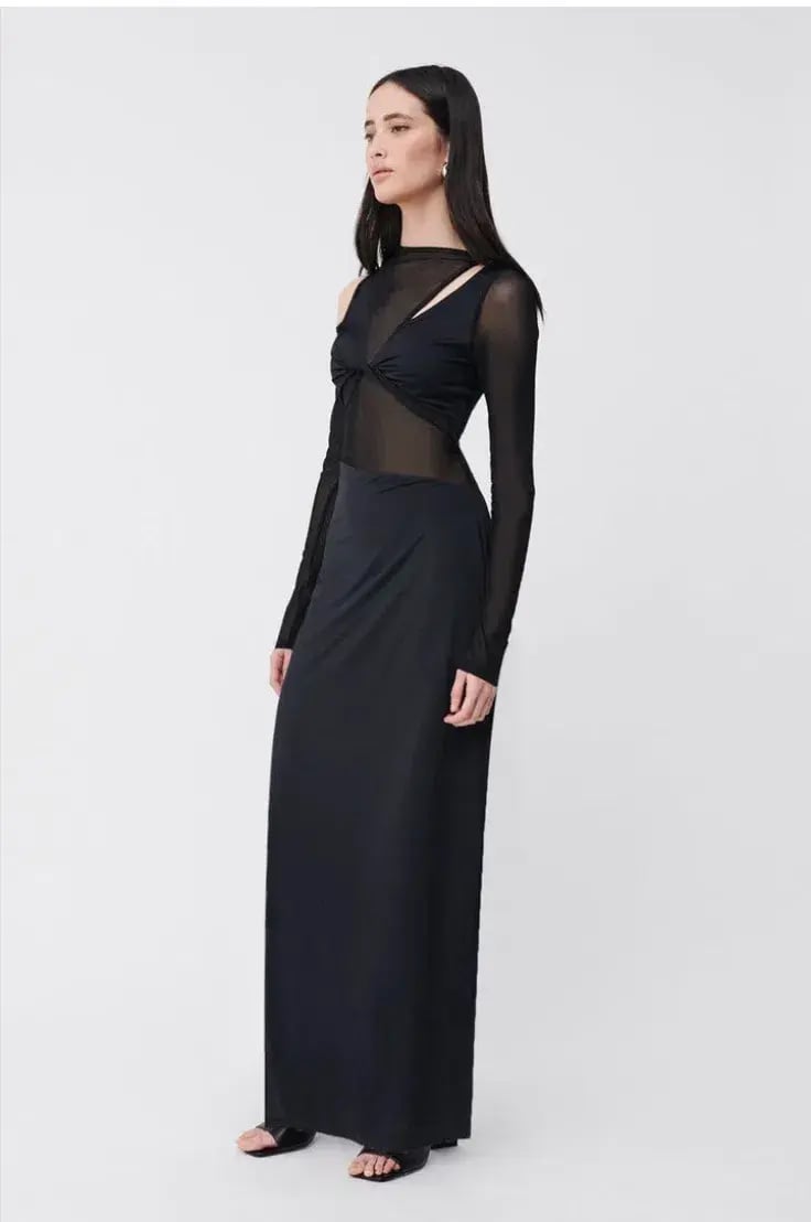 SUBOO Rodin Long Sleeve Mesh Kersey Maxi Dress Black Size XS/Au 6 photo 2