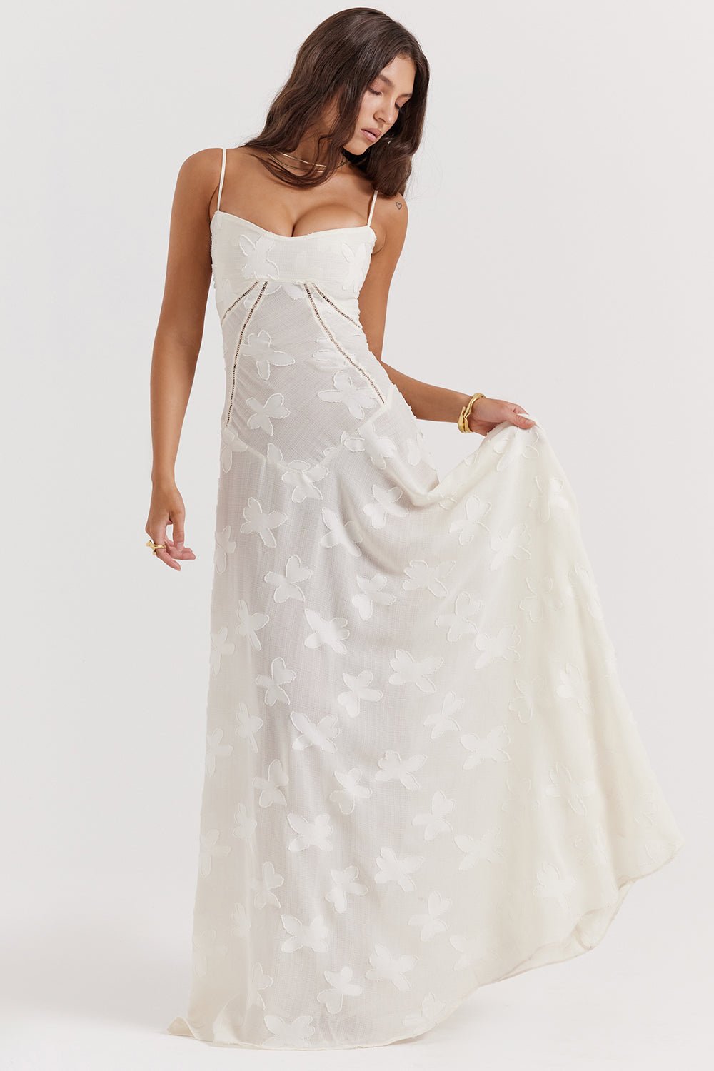 HOUSE OF CB SEREN FLORAL LACE BACK MAXI DRESS - VINTAGE CREAM photo 2