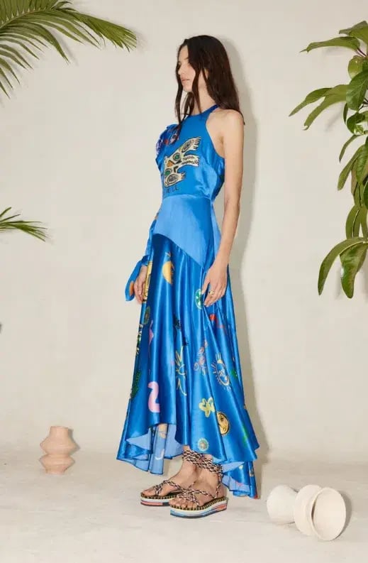 Alemais Soleil One Shoulder Midi Dress Blue Size 6 photo 3