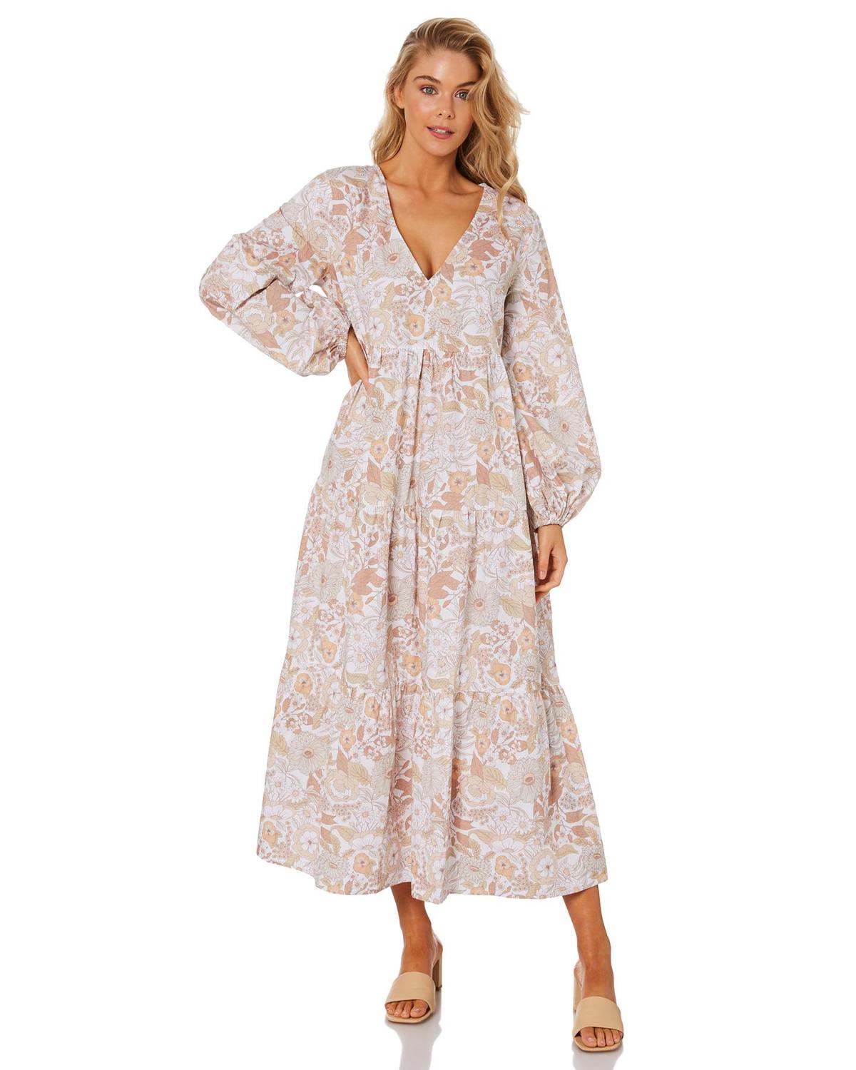 Charlie Holiday Agatha Floral Tiered Cotton Dress Print Size 8 photo 4