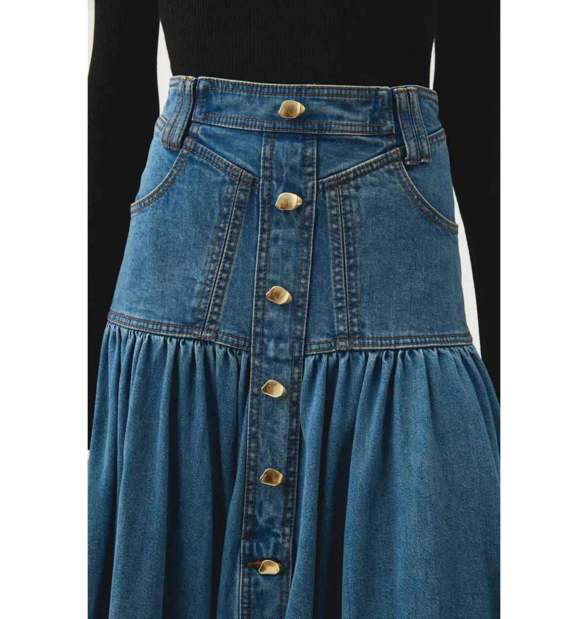 Aje Belmond Denim Midi Skirt 90's Wash Size AU 4 photo 2