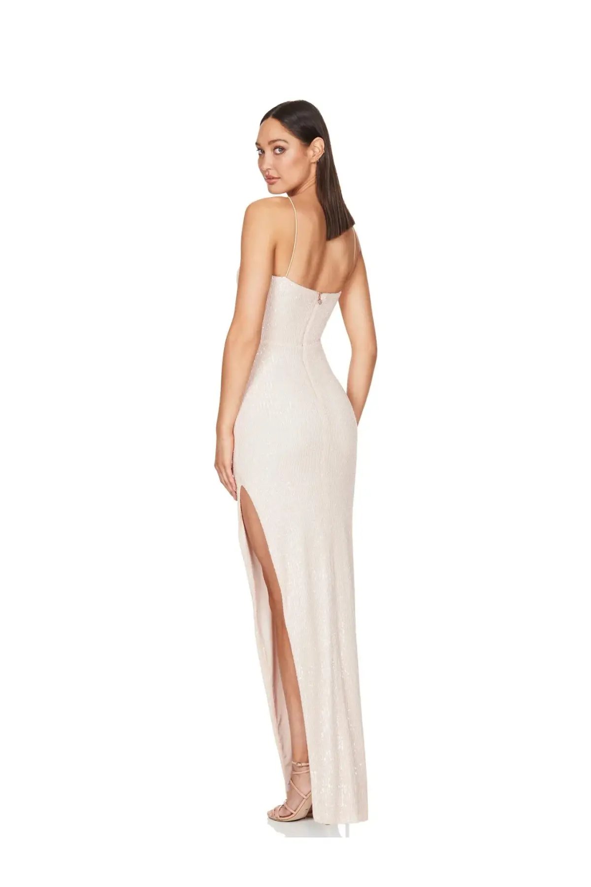 Nookie Leilani Gown in Shimmering Nude Sequins Size 6 photo 3