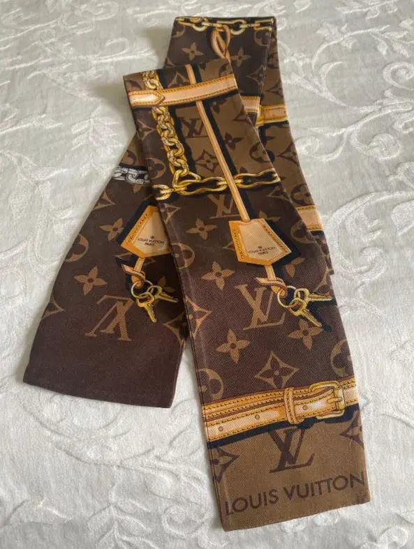Louis Vuitton Silk Monogram Confidential Bandeau Scarf Brown photo 3