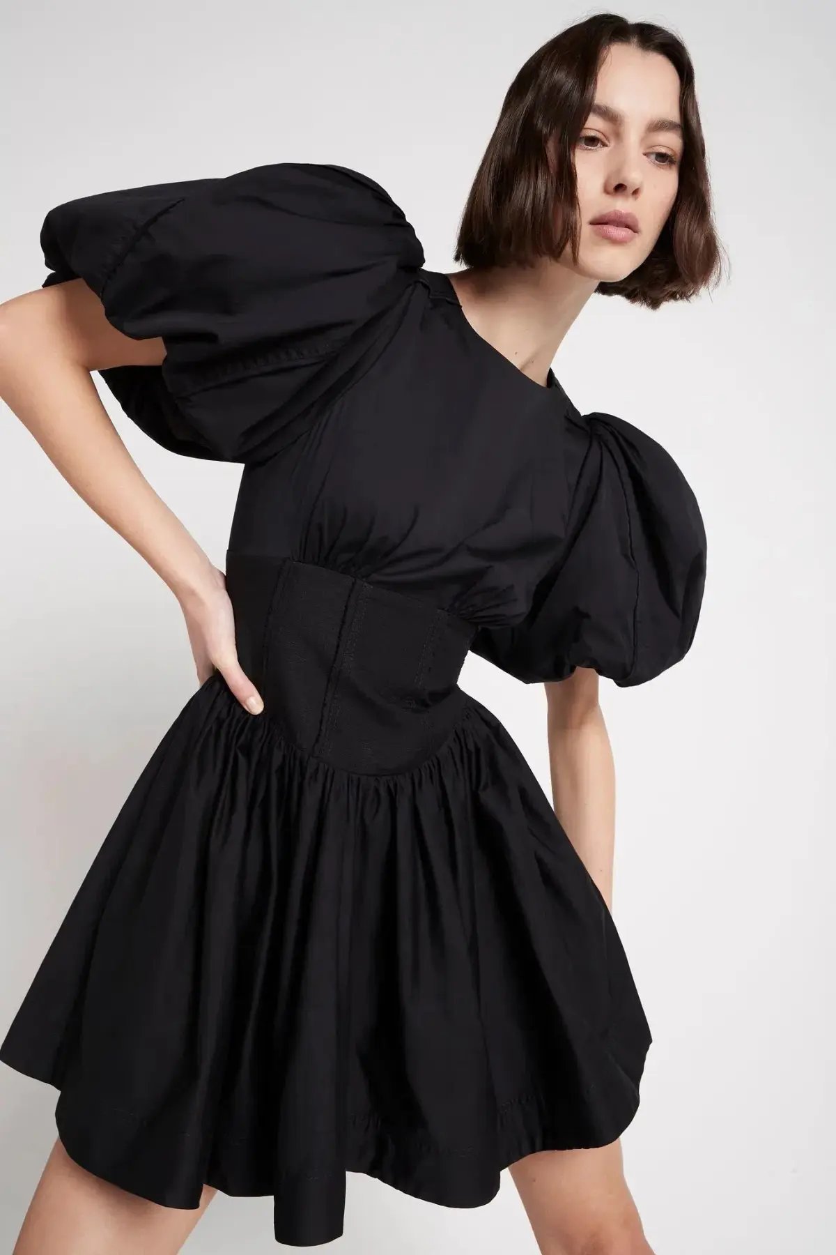 Aje Gianna Puff Sleeve Mini Dress in Black Size 6 photo 2