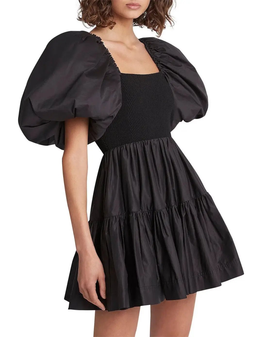 Aje Black Mini Dress - Casa Puff Sleeve - Size 12 photo 4