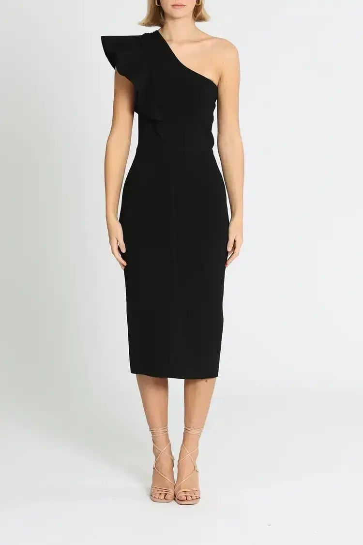 Ginger and Smart Anchor One Shoulder Dress in Black Size 8 photo 2