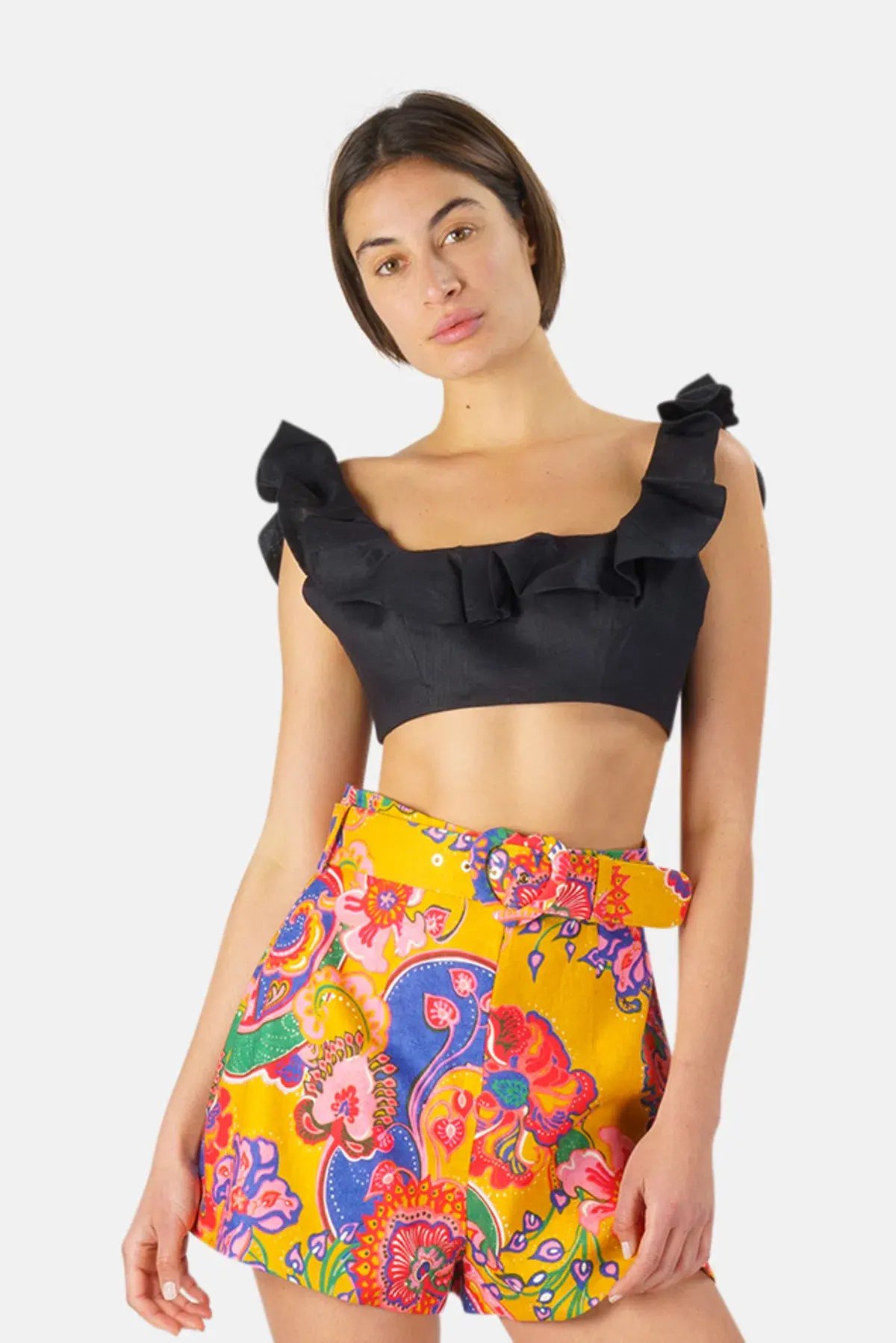 Zimmermann Riders Frill Neck Cropped Top Black Size 6 photo 4