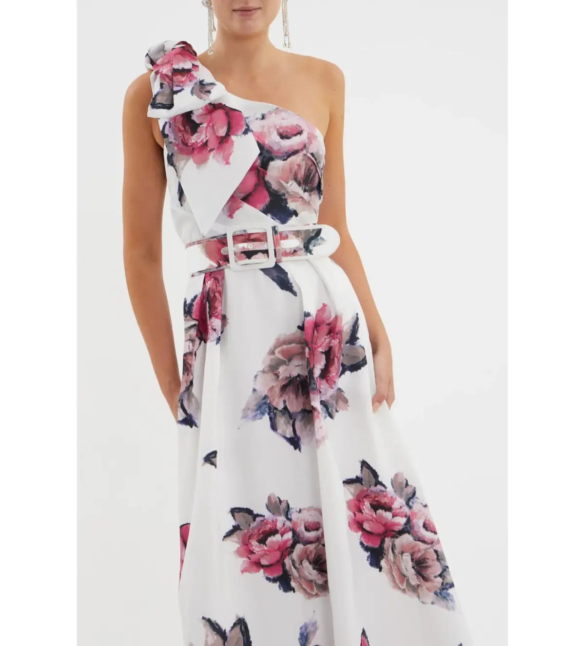 Rebecca Vallance Aveline One Shoulder Gown White Floral Size AU 10 photo 4