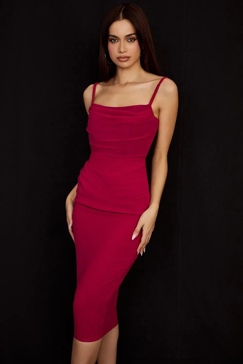 House of CB Jamille  Draped Corset Midi Dress Berry Size S/Au 8 photo 3
