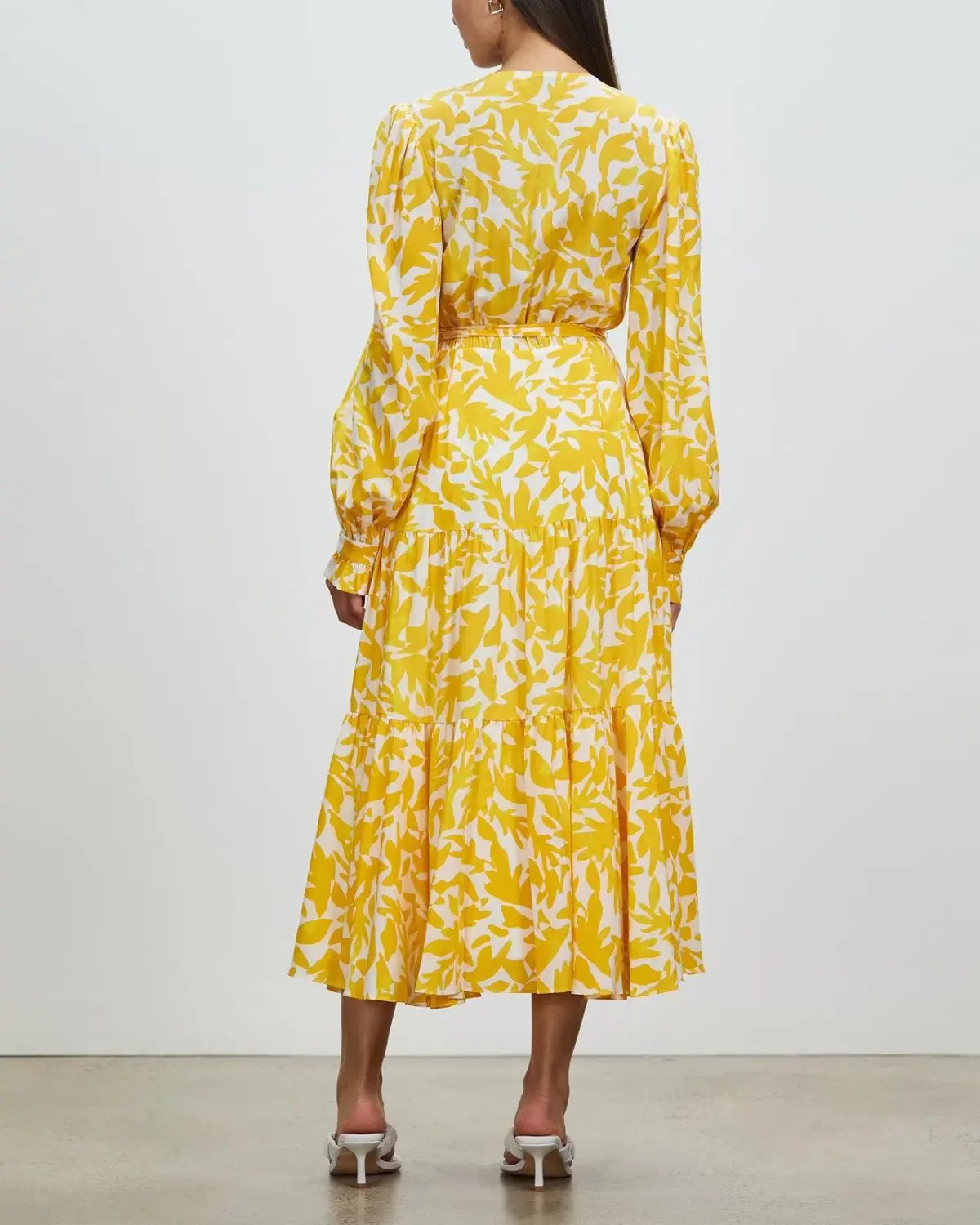 Rebecca Vallance Limoncello Long Sleeve Midi Dress Yellow Size 10 photo 3