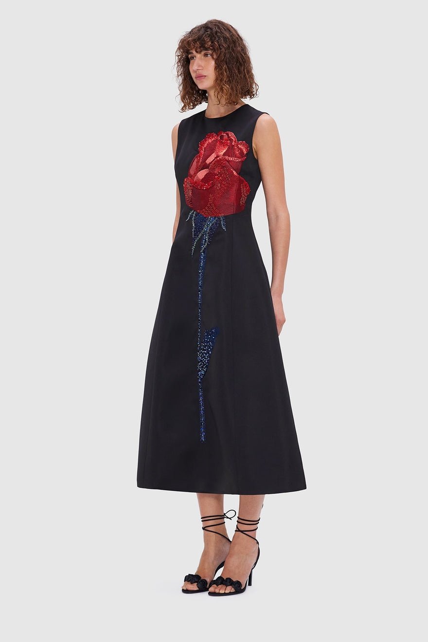 Leo Lin Cleo Embellished Sleeveless Midi Dress - Rose Print photo 4