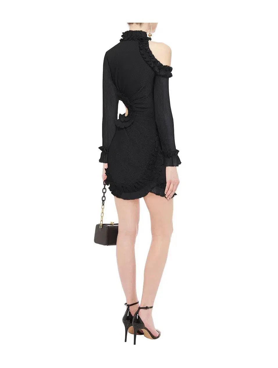 Zimmermann Moncur Ruffle Neck Mini Dress Black Size 2 / Au 12 photo 2