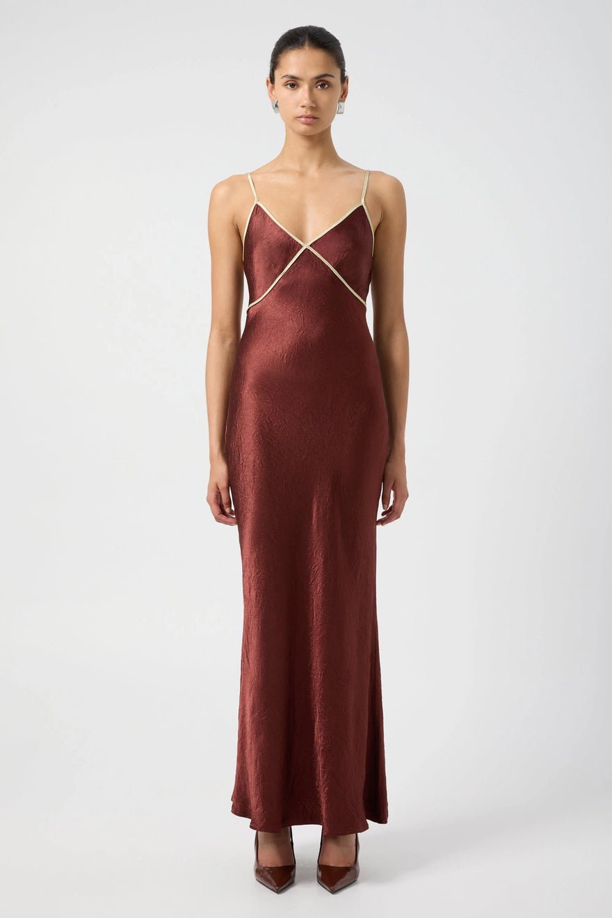 Third Form Crush Contrast Bind Cami Dress - Shiraz & Apple photo 3