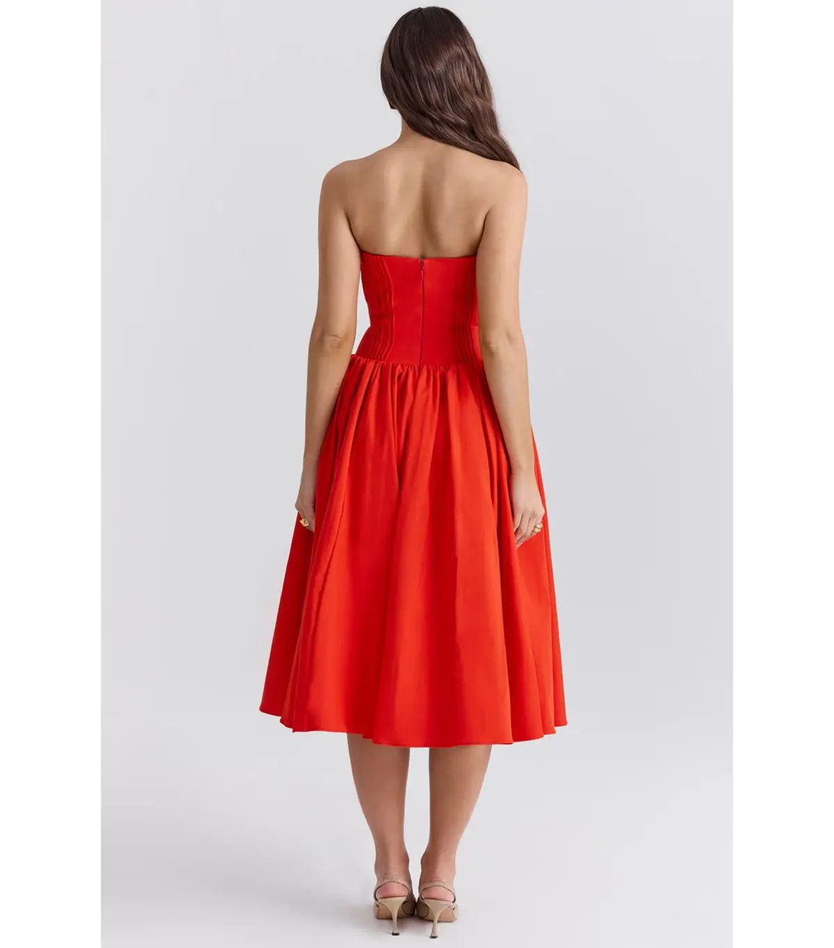 House Of CB Elizabeth Strapless Midi Sundress Italian Tomato Size XS / AU 6 photo 4