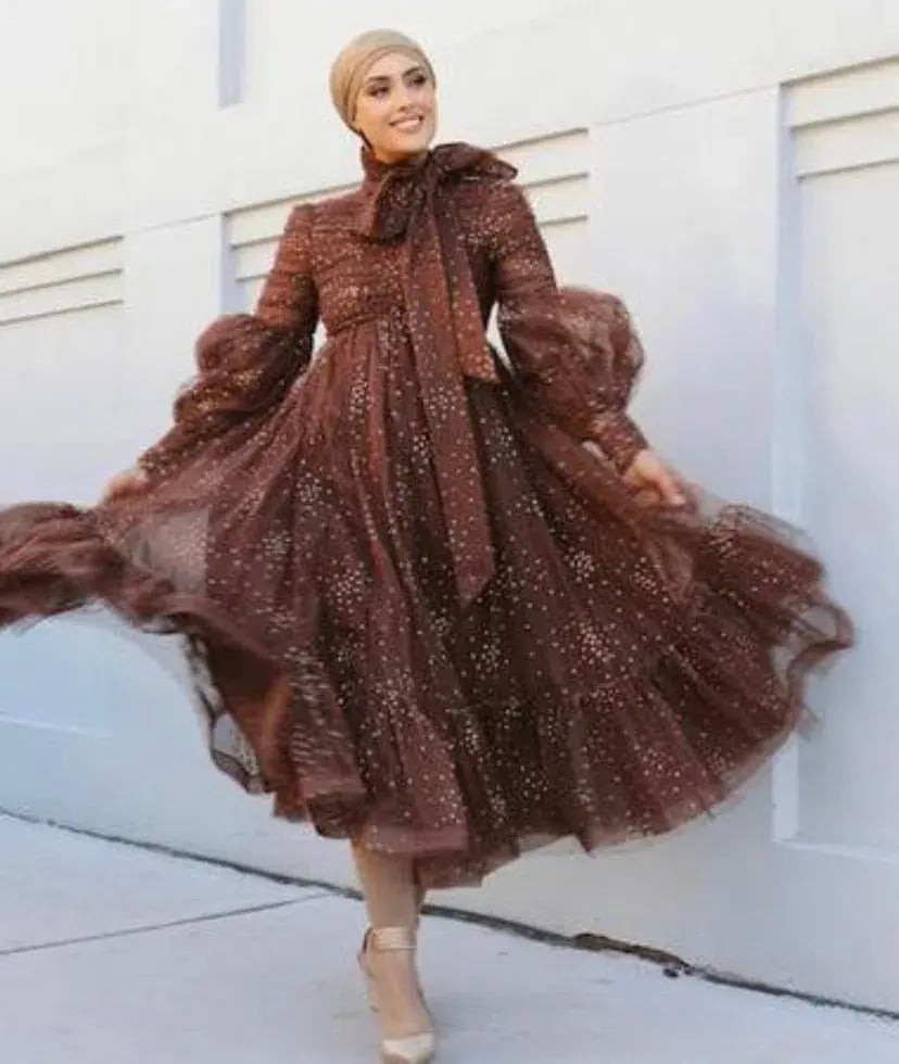 Zimmermann Tempo Ruched Glitter Tulle Gown Brown Size 2/ AU 12 photo 3