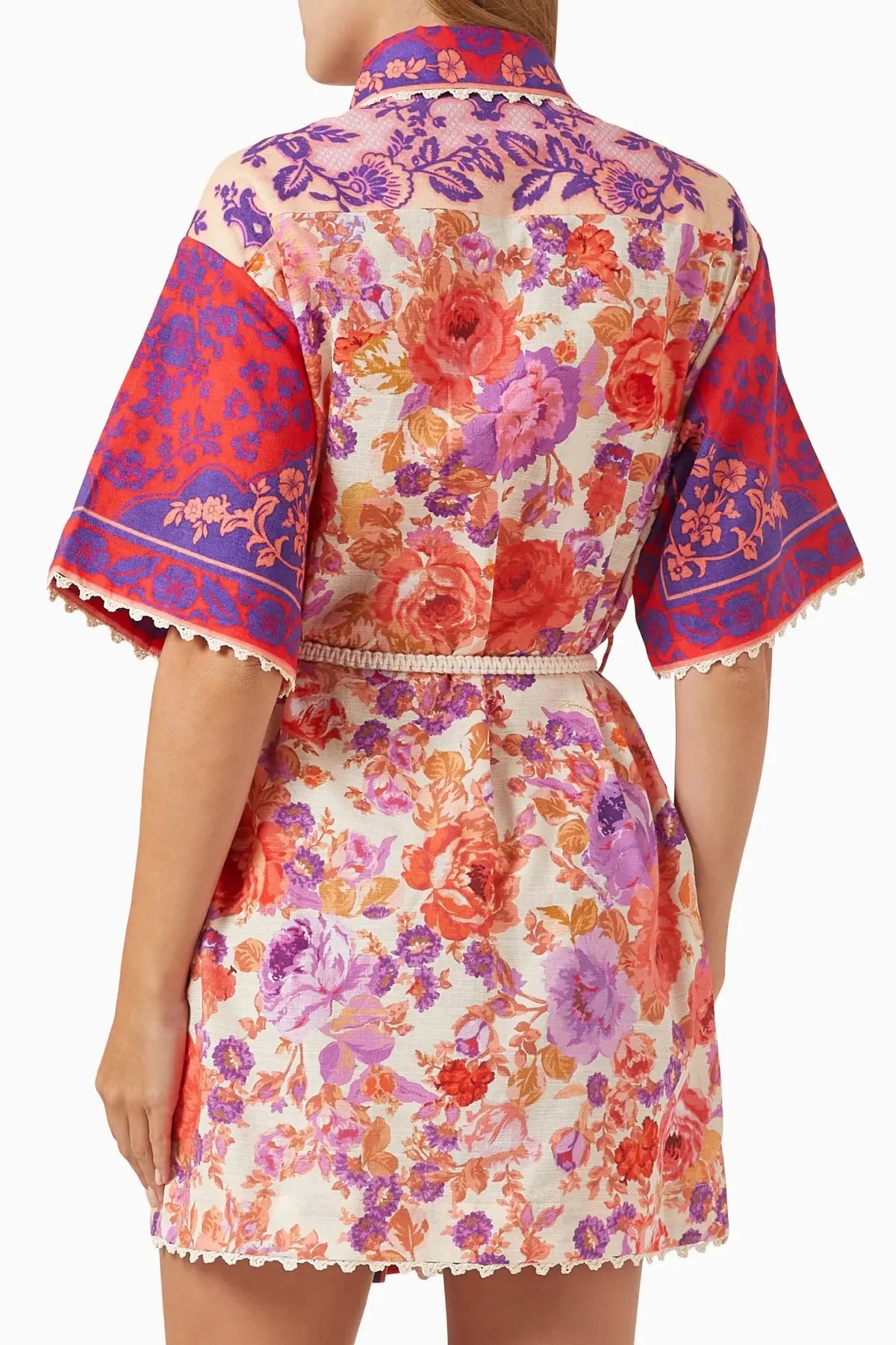 Zimmermann Raie Trimmed Shirt Dress Multi Size 14 photo 3