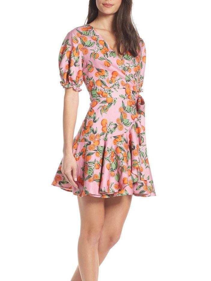 FINDERS KEEPERS ARANCIATA WRAP PINK ORANGE DRESS SIZE 6 photo 2