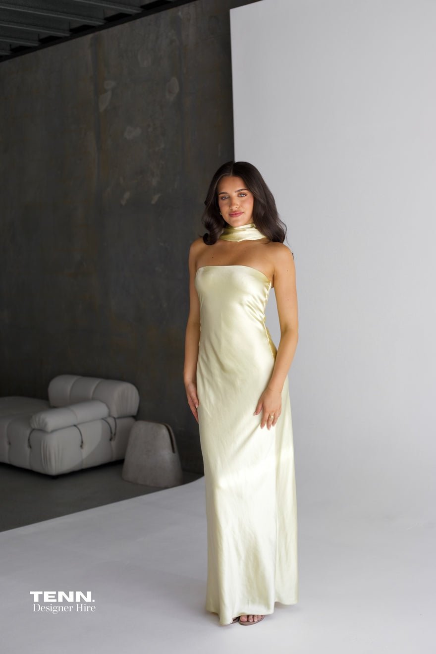 Misha Collection Lilia Satin Maxi Dress - Soft Yellow photo 2