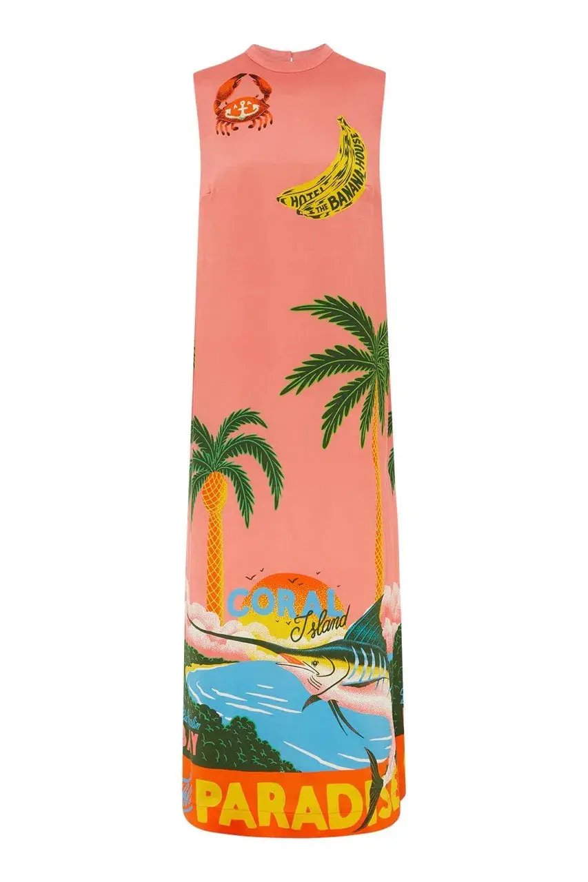 Alemais Paradiso Silk Midi Dress Pink Multi Size 10 AU photo 22