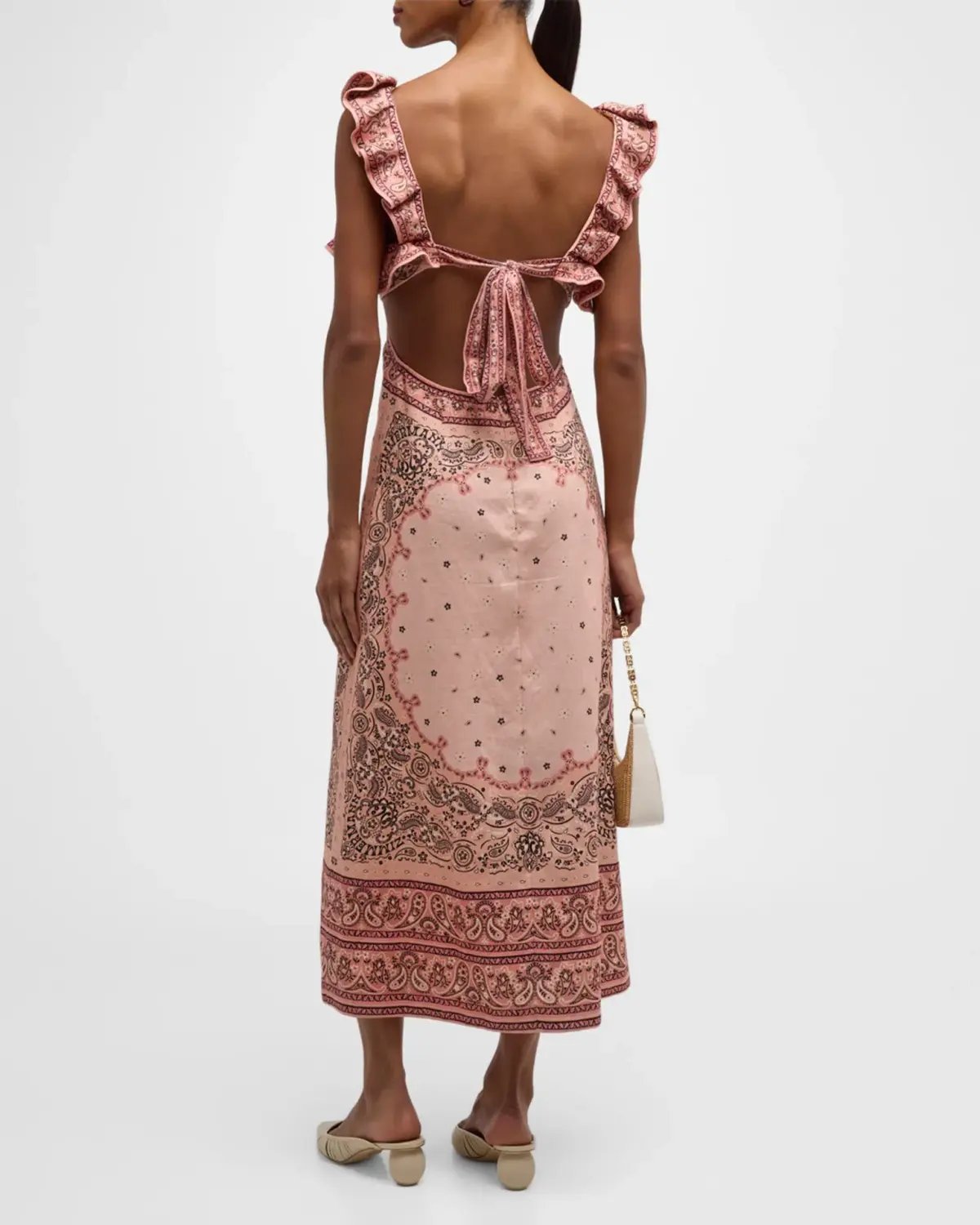 Zimmermann Matchmaker Frilled Midi Dress Pink Bandana Size 0 / AU 8 photo 2