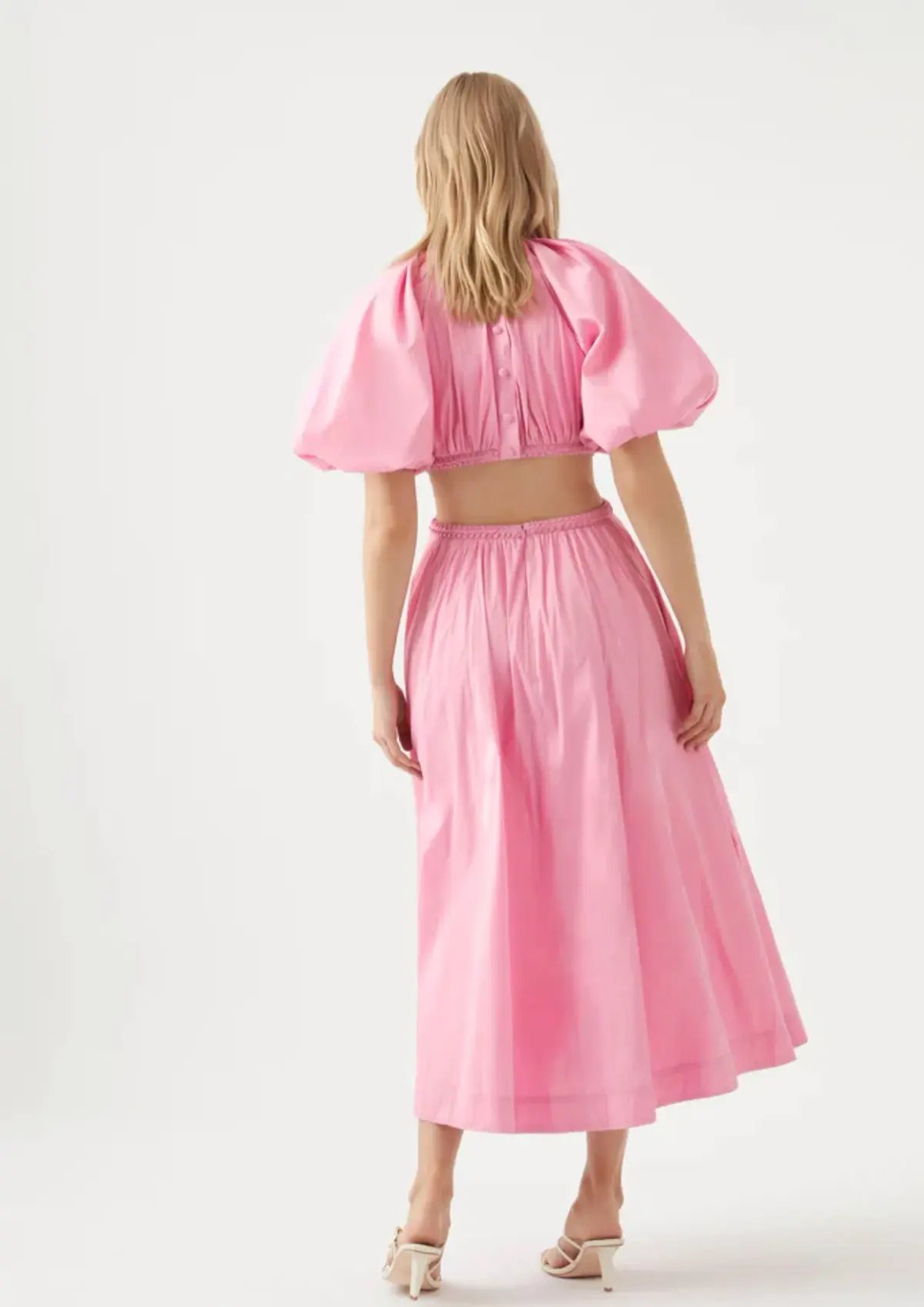 Aje Capucine Puff Sleeve Midi Dress Pink Size AU 10 photo 3