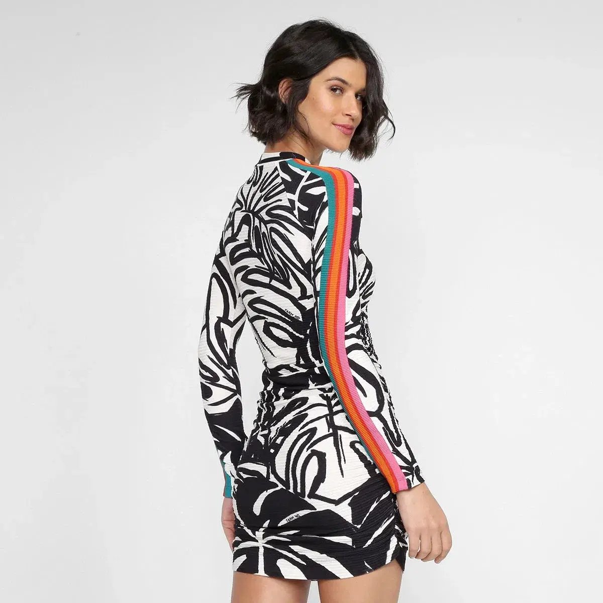 Farm Rio Mini Bodycon Dress Black And White Size M / AU 10 photo 3